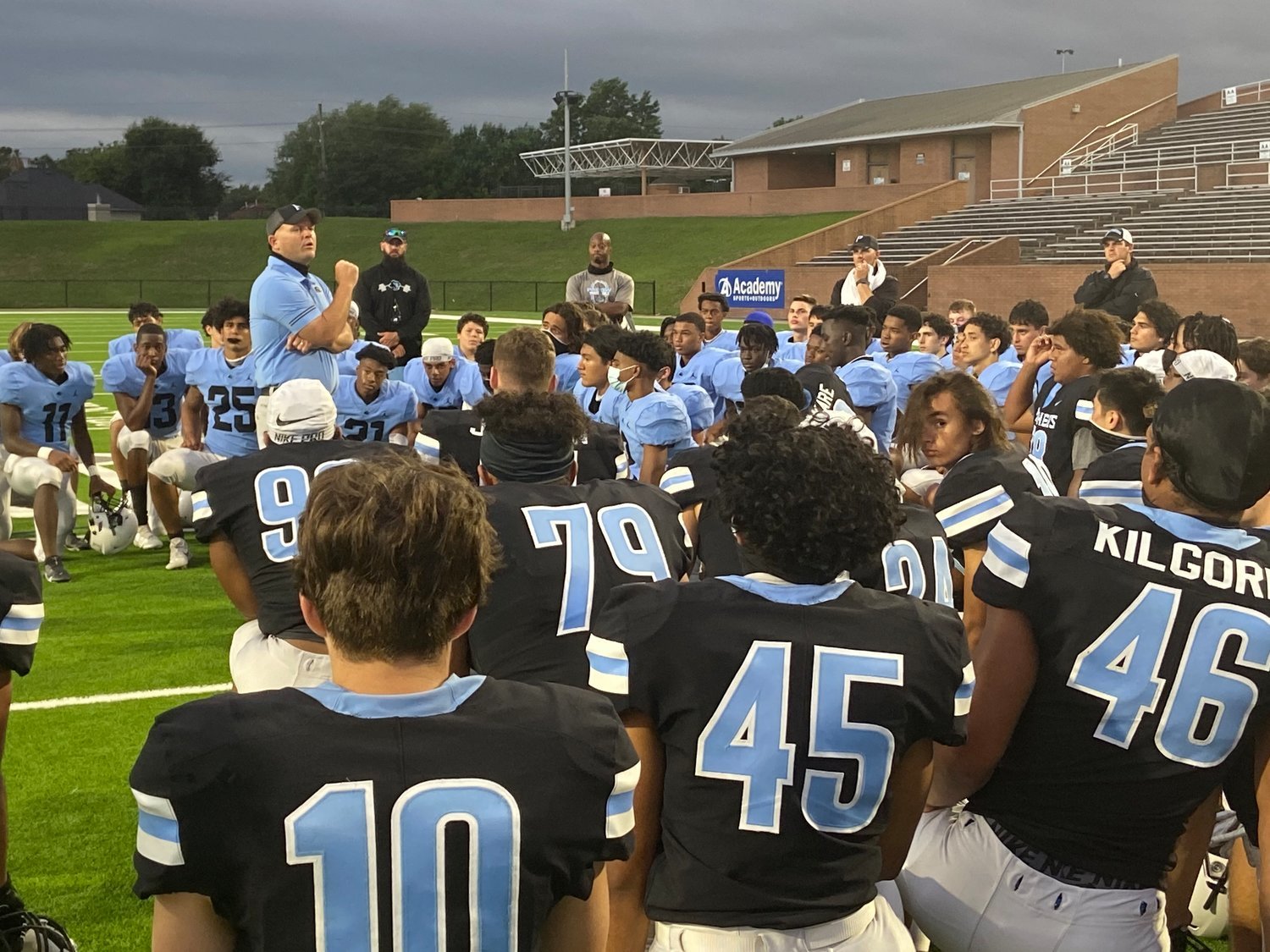 Paetow football coach BJ Gotte talks to his players after their blue-black spring football game on May 18, 2020, at Rhodes stadium. Gotte said he has one expectation for his players at all times – to do their best on and off the field.